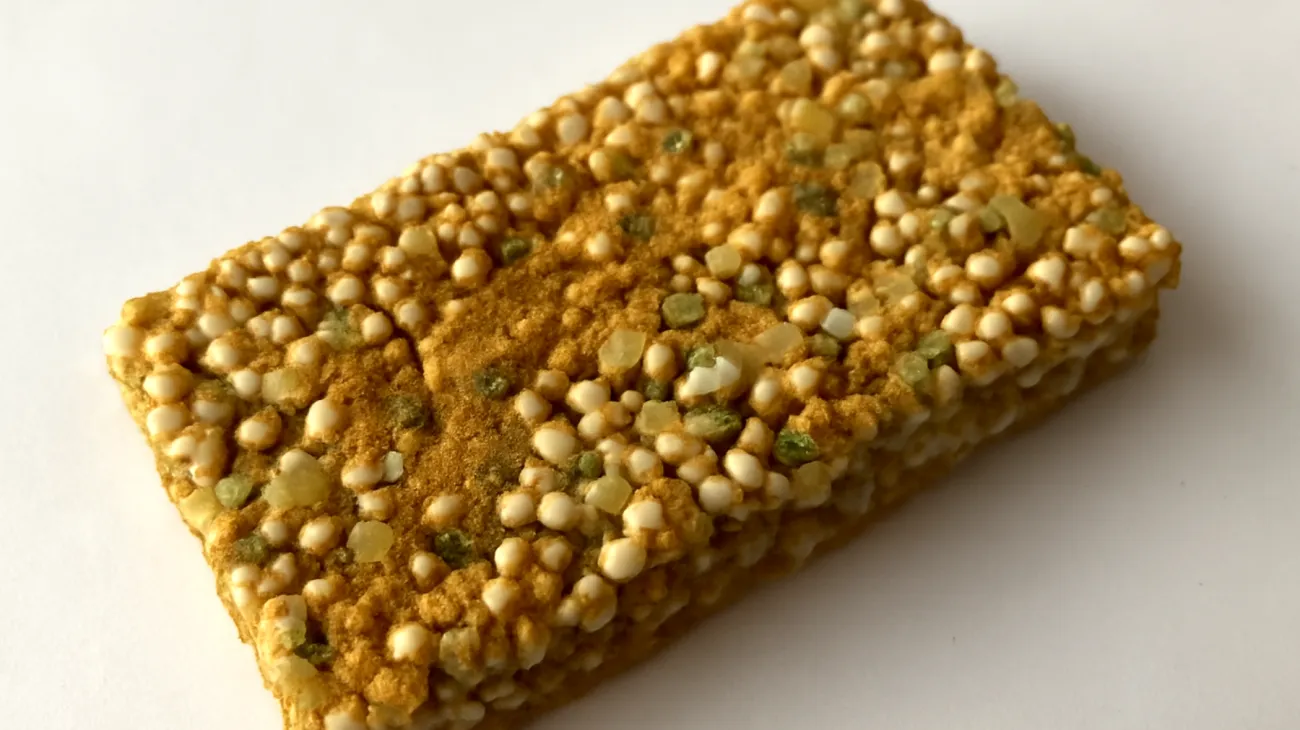 Amaranth-Puffreis-Riegel mit Hanfsamen und Lucuma-Pulver"
