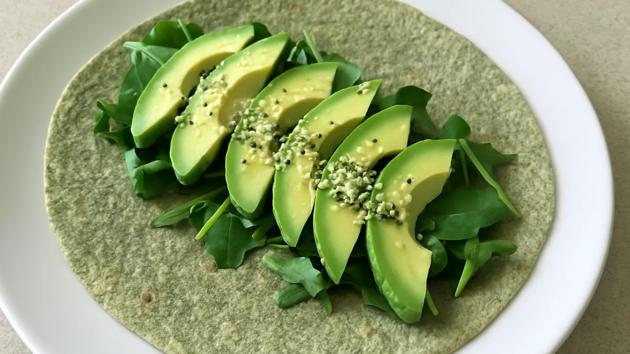 Hanfsamen-Avocado-Wrap mit Spirulina"