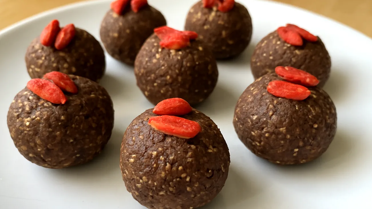 Walnuss-Kakao-Energiekugeln mit Goji-Beeren"
